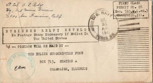 United States Marine Corps Postage Paid Business Reply Envelope Sec. 510 PL&R...