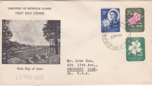 Norfolk Island # 29-30 & 34, Flowers, First Day Cover