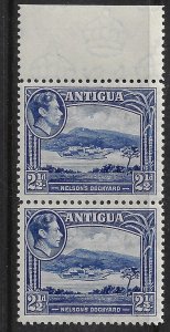 Antigua 1943 KGVI  2-1/2d ultra PAIR, sg 102/ Sc 88. MNH, margin pair, VF (a1441
