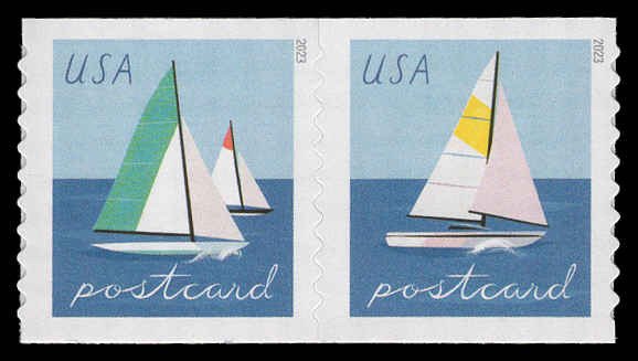 Usa 5750a5749 5750 Mint Nh Sailboats Postcard Rate 48c Coil Pair United States General 