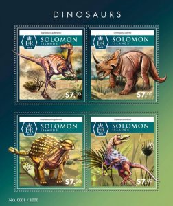 SOLOMON IS. - 2015 - Dinosaurs - Perf 4v Sheet - Mint Never Hinged