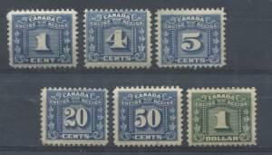 Canada 1934 Excise Stamps various values to $1 mint o.g. hinged