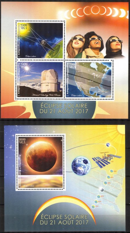 Madagascar 2017 Space Solar Eclipse Sheet + S/S MNH