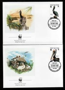 British Virgin Islands # 621-624 WWF FDC Set!