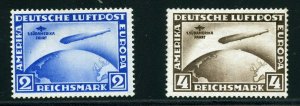 GERMANY SOUTH AMERICA  FLIGHT ZEPPELINS SCOTT# C38/39 SET MINT HINGED-