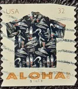 US Scott # 4599; used 32c Hawaiian Shirt, 2012; pnc # S1111111; VF; off paper