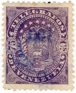 (I.B) Venezuela Telegraphs : 75c Violet (1886)