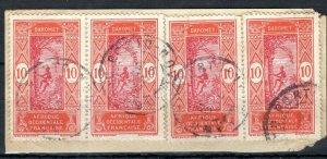 France Cols DAHOMEY Stamps 10c{4} Porto Novo CDS 1920 Used Piece SS4327