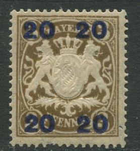 Bavaria -Scott 237 - Coat of Arms Overprint -1920 - MVLH -20pf Stamp