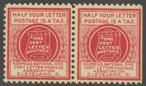 United States MNH ~ ONE CENT LETTER POSTAGE ASSOCIATION Pair