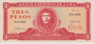 Two three-peso bills.UNC