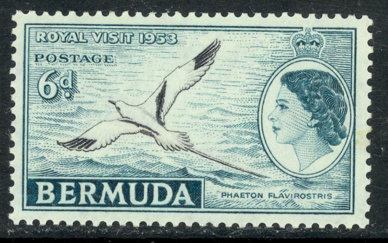 BERMUDA 1953 QE2 ROYAL VISIT Issue Sc 163 MLH