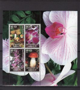 Djibouti 2004 Mushrooms/Orchids Stamp Souvenir Sheet Perforated MNH