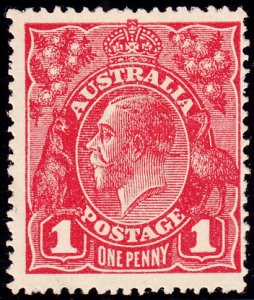 Australia 1914-24 MH Sc #21 1p George V red Variety