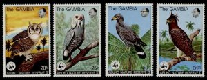 Gambia 381-4 MNH Abuko Nature Reserve, Birds, Owl, Eagle, Hawk, WWF