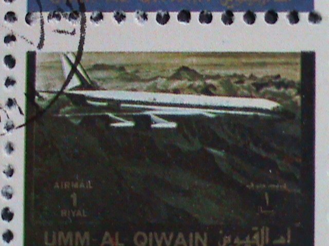 ​UMM AL QIWAIN-1973 WORLD FAMOUS OLD AND NEW PLANES CTO MINI SHEET VERY FINE