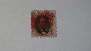 US Scott # 122 90c Abe Lincoln Ave - Used Red Cancel Faulty - Space Filler