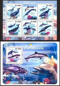 Sao Tome and Principe 2009 Marine Life Whales sheet + S/S MNH