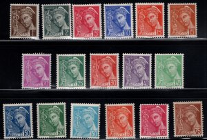 FRANCE Scott 353-369 Unused  Mercury set complete 1938-42  issue