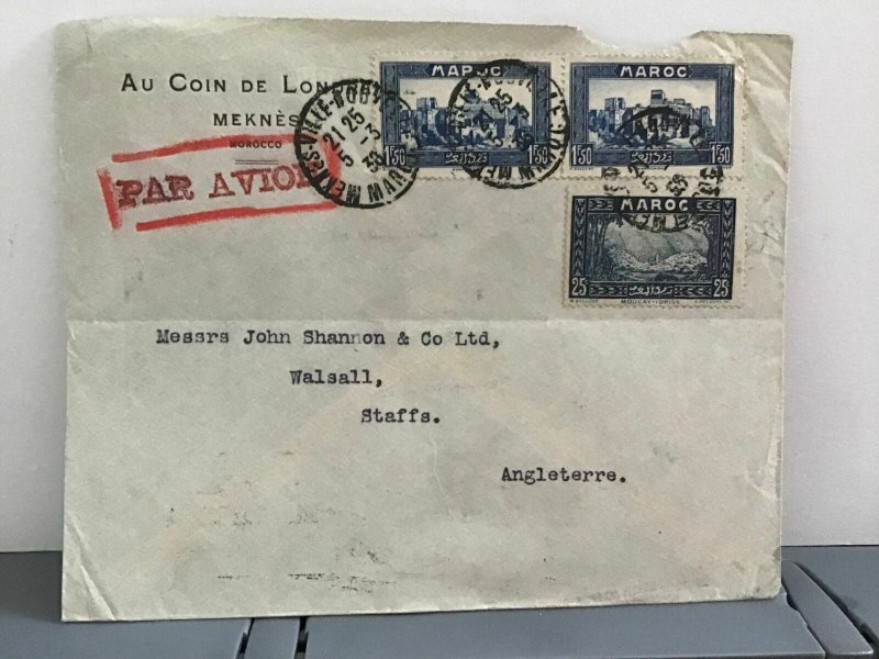 Morocco 1938 Au Coin de Londres  Air Mail  to England stamp cover   R31880