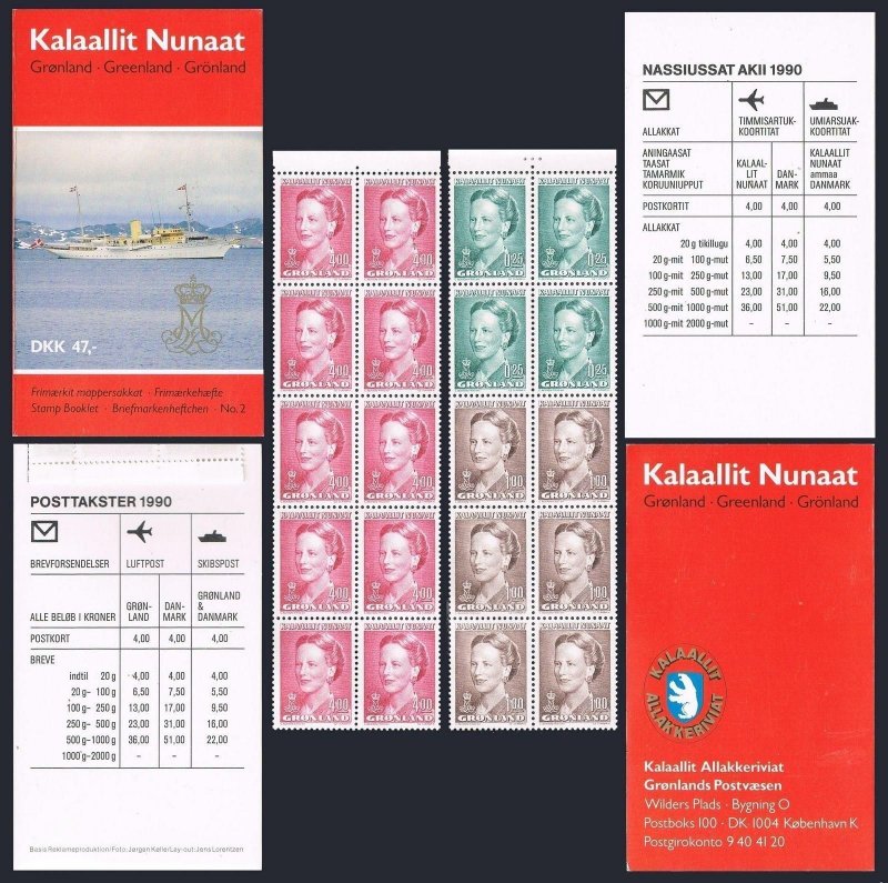 Greenland 217a.224/10 booklet,MNH.Michel H-blatt 3-4. Queen Margrethe,1993.