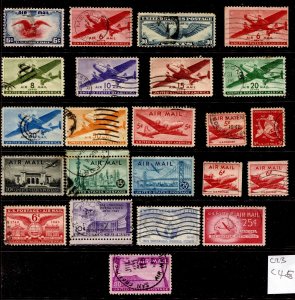 US Stamps #C23 - C44,C46 USED  AIRMAIL  - NICE RUN - UNCHECKED