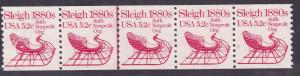 U.S.1981 Sleigh 1880's 5.2c Auth Nonprofit Plate Nr. Coil Strip 5.Nr-1  VF/NH