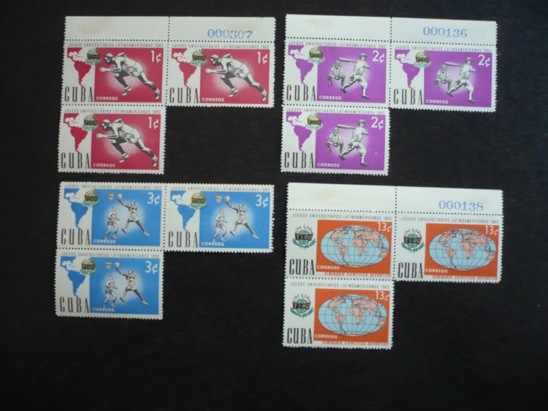 Stamps - Cuba - Scott# 753-756 - Mint Hinged Set of 4 Stamps in Blocks of 3