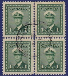 Canada - 1942 - Scott #249 - used block of 4 - George VI