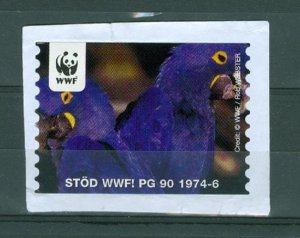 Sweden. Poster Stamp. On Paper. Uncanceled . WWF. Purple Parrots.