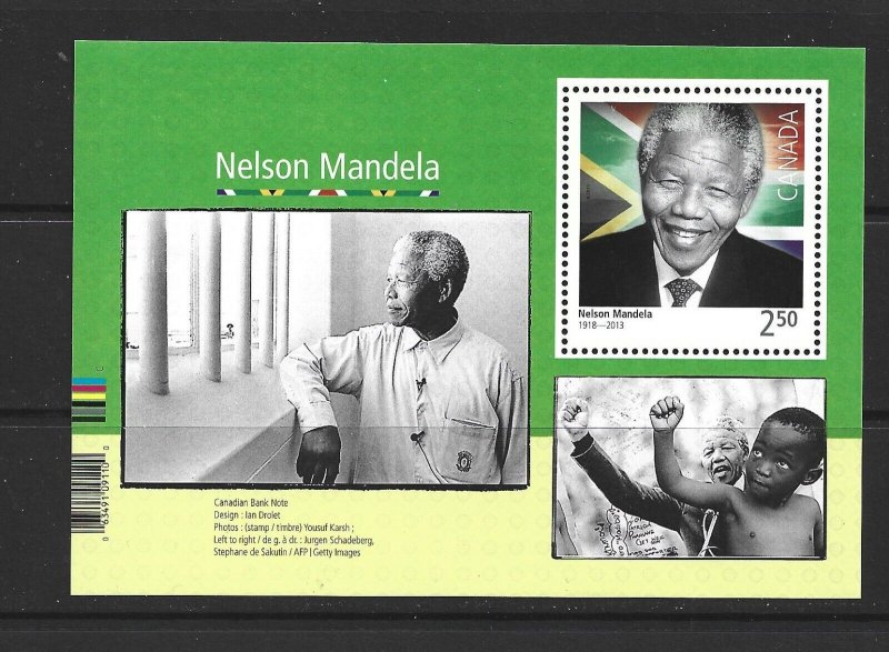 CANADA - 2015 NELSON MANDELA SOUVENIR SHEET - SCOTT 2805 - MNH