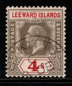 LEEWARD ISLANDS SG77 1922 4/= BLACK & RED FINE USED 