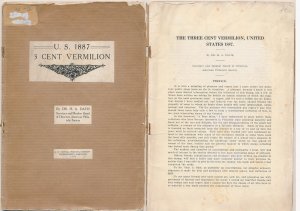 LITERATURE USA 1887 3c Vermillion, 22 pgs monograph by H A Davis. 