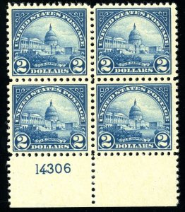 USAstamps Unused VF US 1923 $2 US Capitol Block Scott 572 OG MNH, MVLH