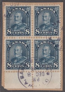 Canada #171 Used King George V Arch/Leaf Issue, Block of 4