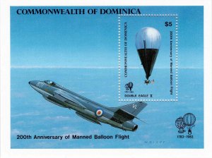 Dominica 1983 Sc 809 Mini Souvenir Sheet MNH OG 200th Anniv Manned Balloon