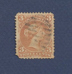 CANADA - Scott  - used, corner loss - 3 cent - 1868