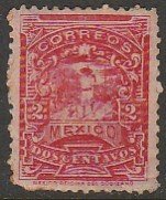 MEXICO 280, 2¢ MULITA UNWATERMARKED, UNUSED, H OG. F.