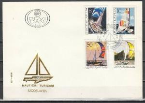 Yugoslavia, Scott cat. 1743-1746. Sailboats. First day cover.