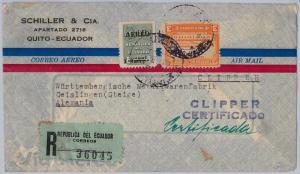 ECUADOR -  POSTAL HISTORY - Registered  COVER to GERMANY - VIA CLIPPER !! 1936