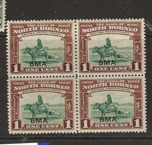 NORTH BORNEO  SG320   1C  COW    BMA BLOCK OF 4     MNH   P0110B H