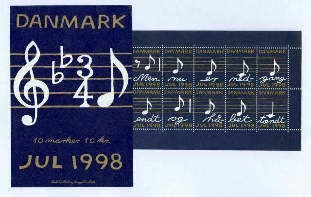 Denmark. Booklet 1998. 10 Christmas Seals MNH. Music Notes