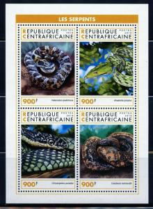CENTRAL AFRICA  2018 SNAKES SHEET  MINT NEVER HINGED