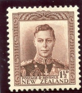 New Zealand 1938 KGVI 1½d purple-brown (wmk upright) MLH SG 607. Sc 228.