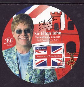 Gibraltar-Sc#965j-used sheet-Elton John-British Gibraltar-Flags-2004-