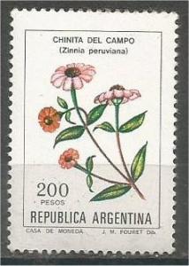 ARGENTINA, 1982, MNH 200p, Flowers, Scott 1344