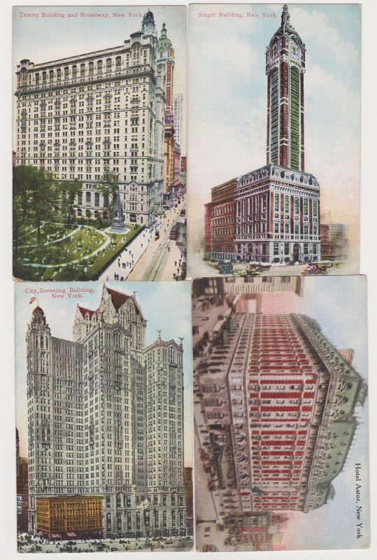 4 Different Unused Postcards of New York City buildings by Success Postal Card