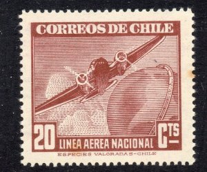 Chile 1941 AIR Early Issue Fine Mint Shade of 20c. NW-13687