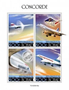 Chad - 2020 Concorde Plane - 4 Stamp Sheet - TCH200418a