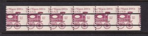 1981 Mail Wagon Transportation Sc 1903a MNH EFO mis-perforated coil strip of 6